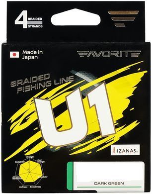 Шнур Favorite U1 PE 4x 150m (dark green) #1.2/0.191mm 16lb/7.2kg