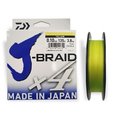 Шнур Daiwa J-Braid X4E 0,10mm 135m Yellow