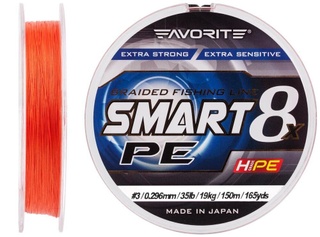 Шнур Favorite Smart PE 8x 150m 3.0 35lb red orange