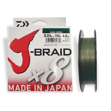 Шнур Daiwa J-Braid X8 0,06mm 150м Dark Green