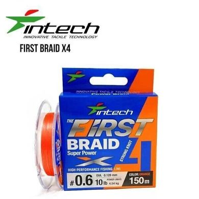 Шнур плетеный Intech First Braid X4 Orange 150m (0.6 (10lb/4.54kg))