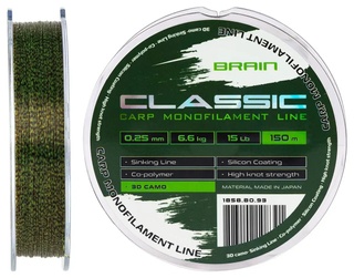 Волосінь Brain Classic Carp Line 3D (camo) 150m 0.25mm 15lb 6.6kg