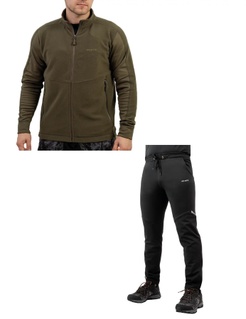 Комплект Кофта флісова GRAFF (POLARON X) колір оливка і штани чорні спортивні M
