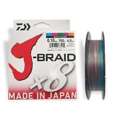 Шнур Daiwa J-Braid X8 0,10mm 150m Multi Color