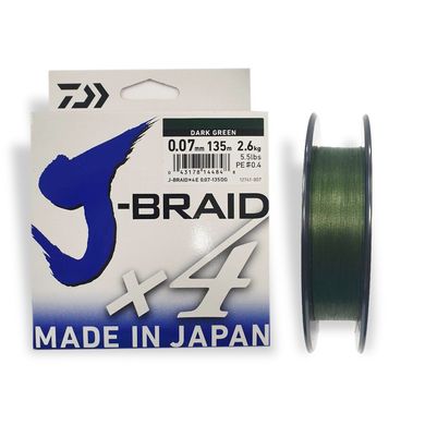 Шнур Daiwa J-Braid X4E 0.07mm 135м Dark Green